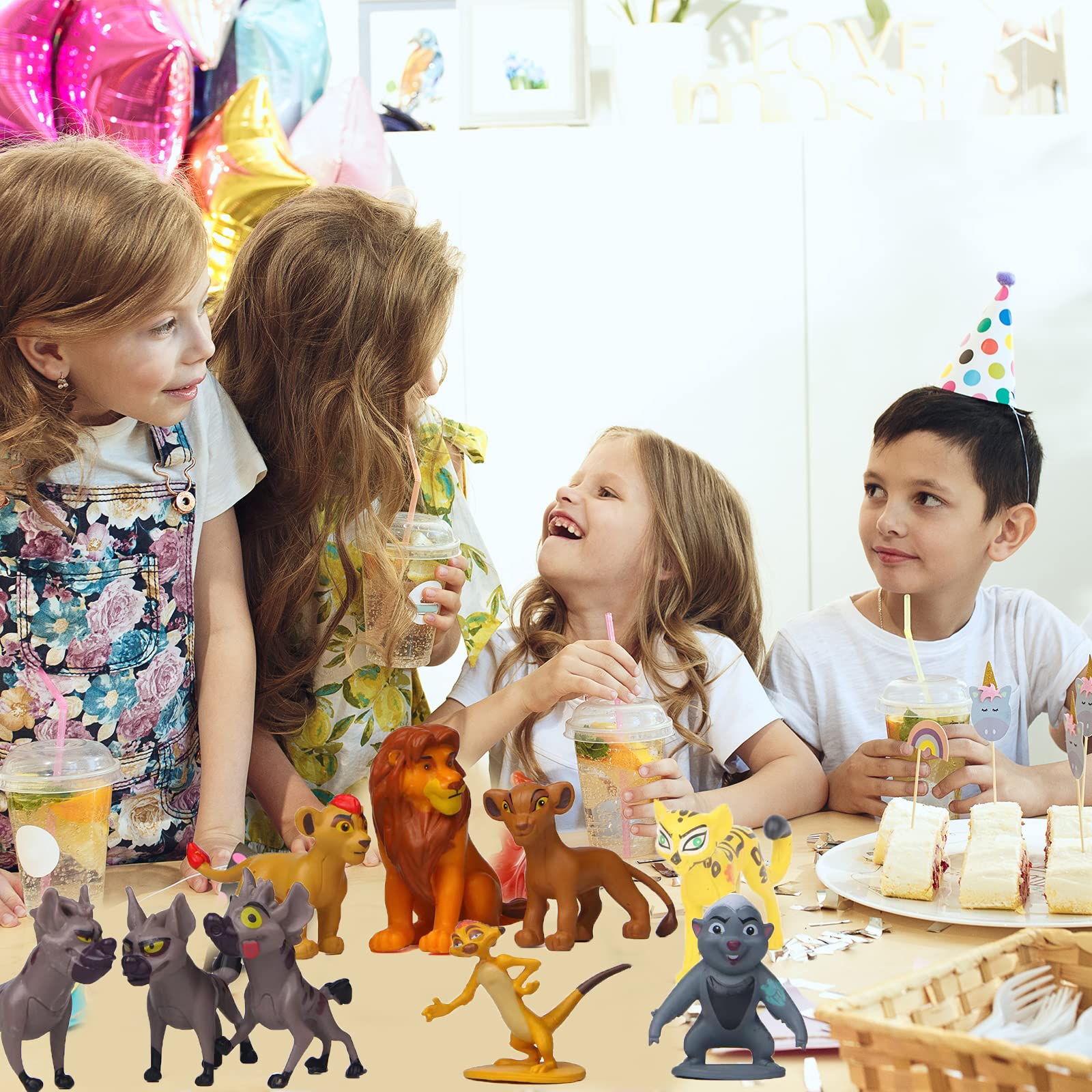 12 PCS Toppers Lion Pour Gâteau D'Anniversaire - Figurine Animalière Décoration Fête Enfants