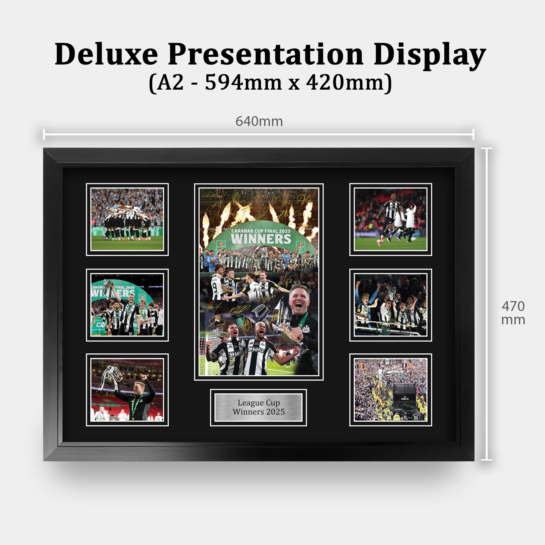 HWC Trading Magpies Caraboa Cup Winners 2025 Gifts Printed Signed Autograph Picture for Soccer Fans and Supporters - A2 Framed