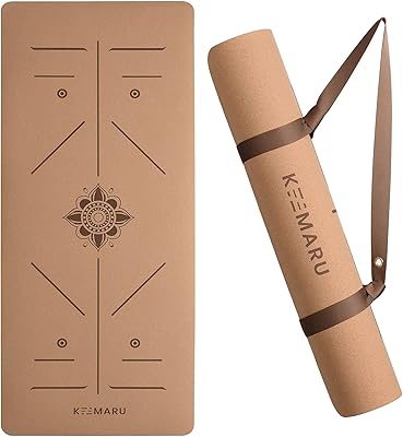 KEEMARU Premium Cork Yoga Mat - Extra Large and Extra Thick Yoga Mat (7mm thick) - Non-slip Mat - Non Toxic - Comes with P...