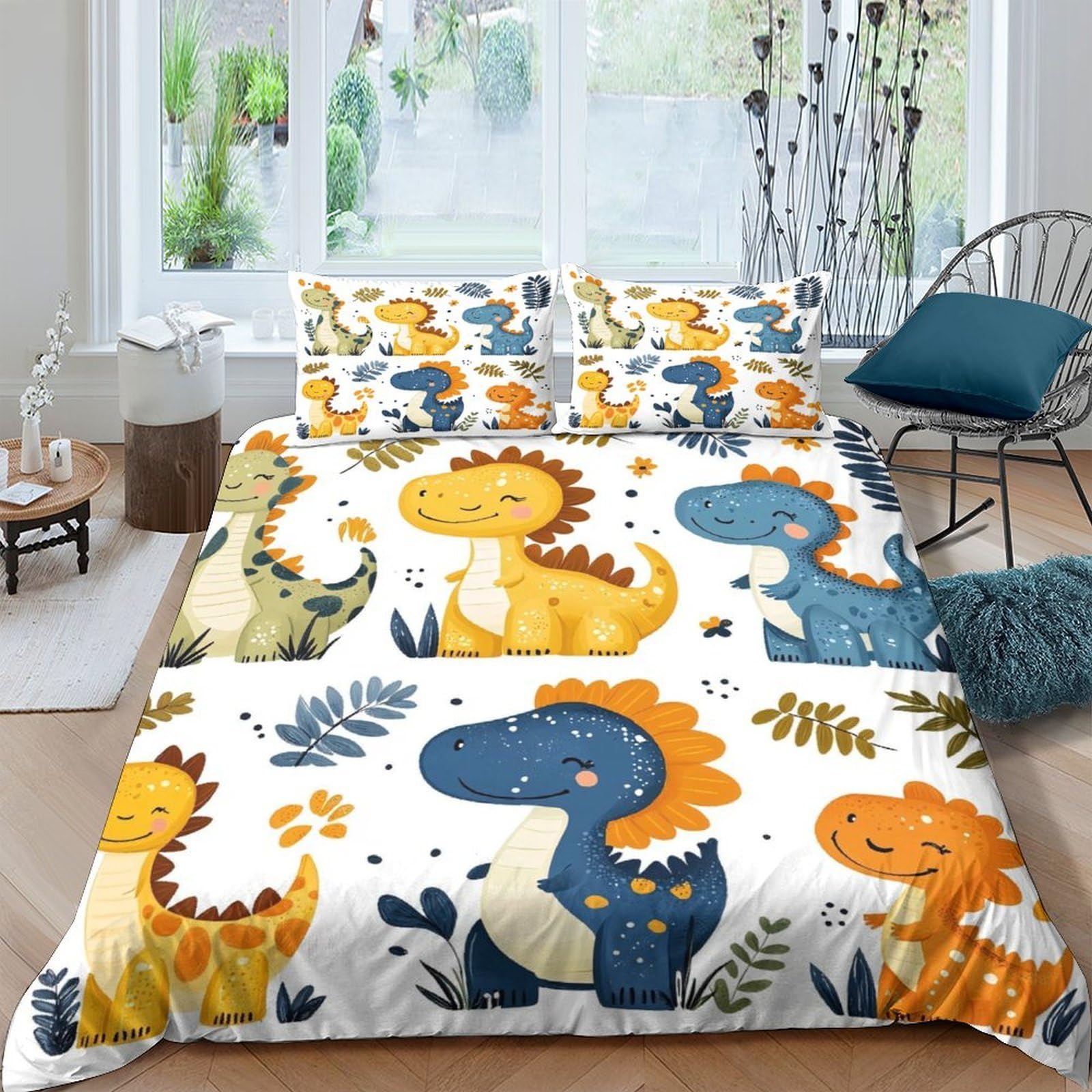 Ctjqhvkz Style-5 3D Printed Cartoon Dinosaur Fitted Sheet Microfiber Anti-Slip Mattress Cover For Kids Adults Bedroom Decor Washable Single（135X200cm）