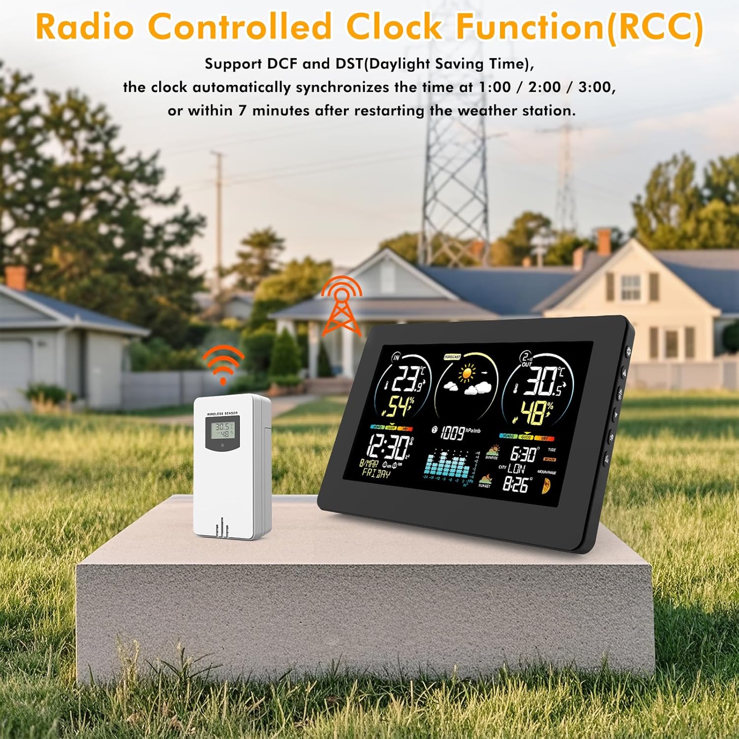 Diagram illustrating the RCC function with a radio tower and map of Europe.