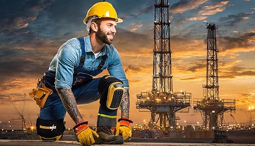 Miniatura 42 de Rodilleras Thunderbolt de trabajo, para construcción, colocación de pisos, limpieza de jardines, doble cojín de espuma de gel y correas