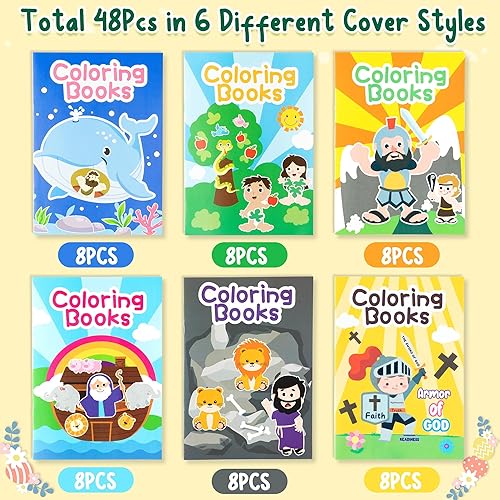 Vista 9 de Zainpe 24 piezas de historias bíblicas cristianas para colorear para niños, estudio bíblico de Pascua, libro de dibujo de arte de bricolaje