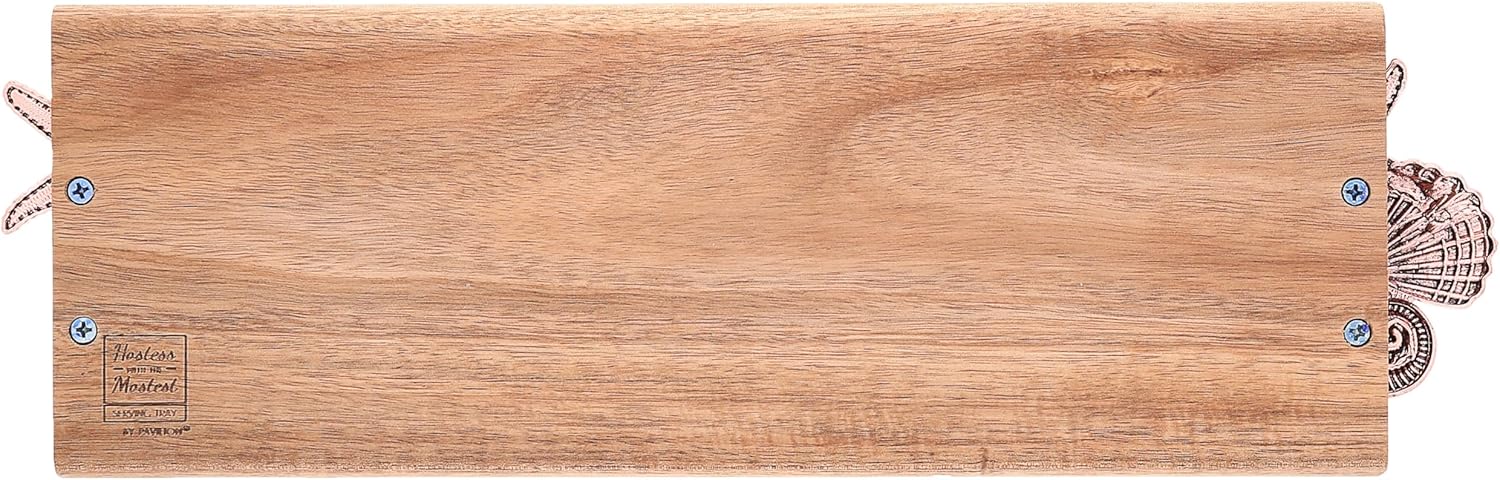 Pavilion - Home at The Beach - 14.25" Serving Tray Charcuterie Board Beach Waterfront Ocean Seaside Coastal Nautical