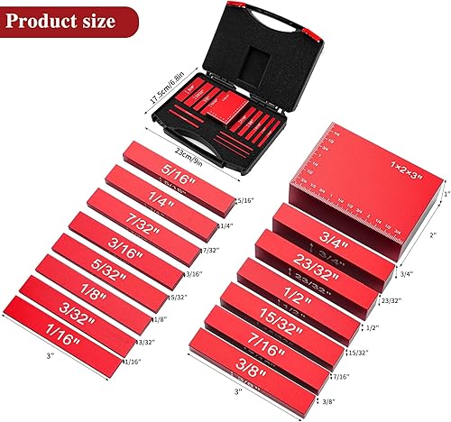 Miniatura 2 de Juego de 15 barras de sierra de mesa de aluminio sólido de precisión para carpintería, marcas de tamaño grabadas con láser, tamaños grabados con