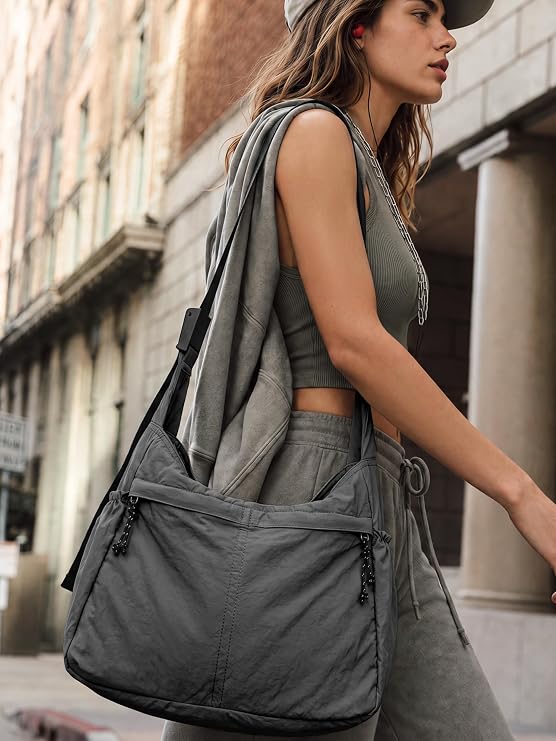 ODODOS 20L Crossbody Tote Bag Large Capacity Lightweight Hobo Shoulder Sling Bags for Gym Shopping Beach Travel