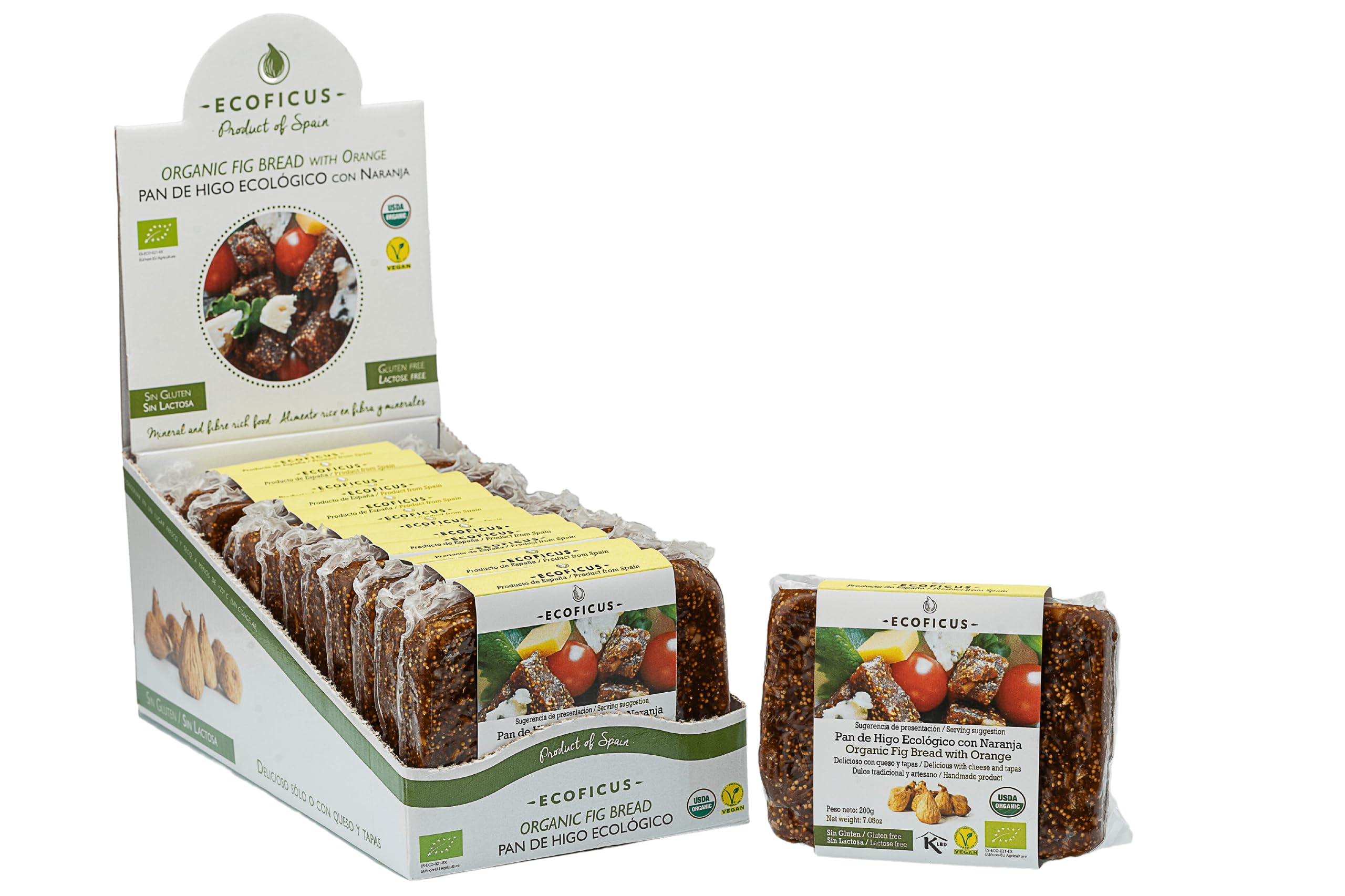 ECOFICUS Pan de higo BIO con naranja 200g Sin Gluten Vegano