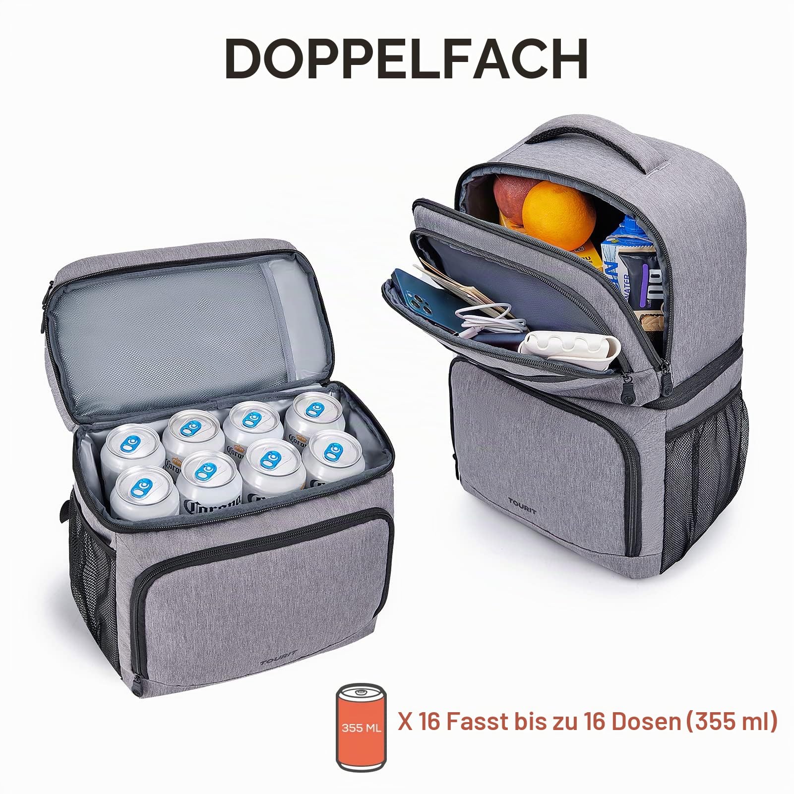 TOURIT Kühltasche Rucksack 27L 26 Dosen Wasserdichter für Camping