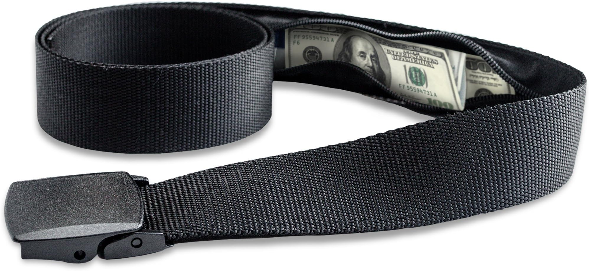 Money Belt for Men Travel Security Belt with Hidden Money Compartment Pocket, Cashsafe Anti-Theft Wallet Non-Metal Buckle
