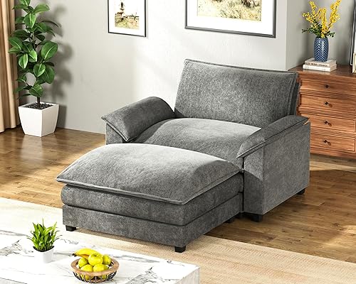 Vista 30 de Homall Sofá Seccional Modular de 119", Sofá en Forma de L con Otomana Reversible, Combinación DIY Chenille Sofá Nube Profundo de 3 Asientos