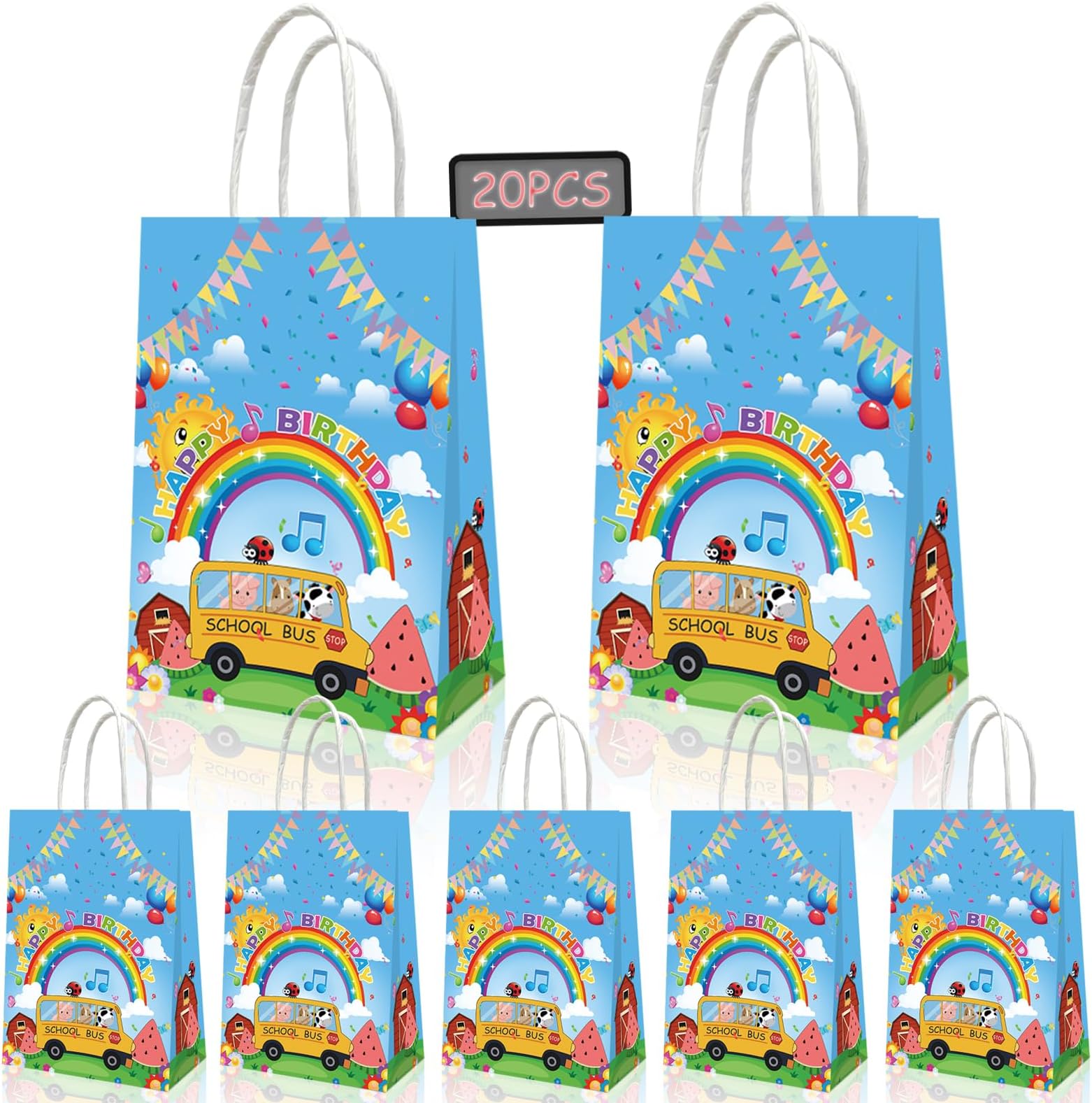 POAKYPA 20 PCS Cartoon Melon Birthday Party Supplies,Kid Party Decorations Gift Bags,Boys and Girls Candy Bags for Birthday Party.