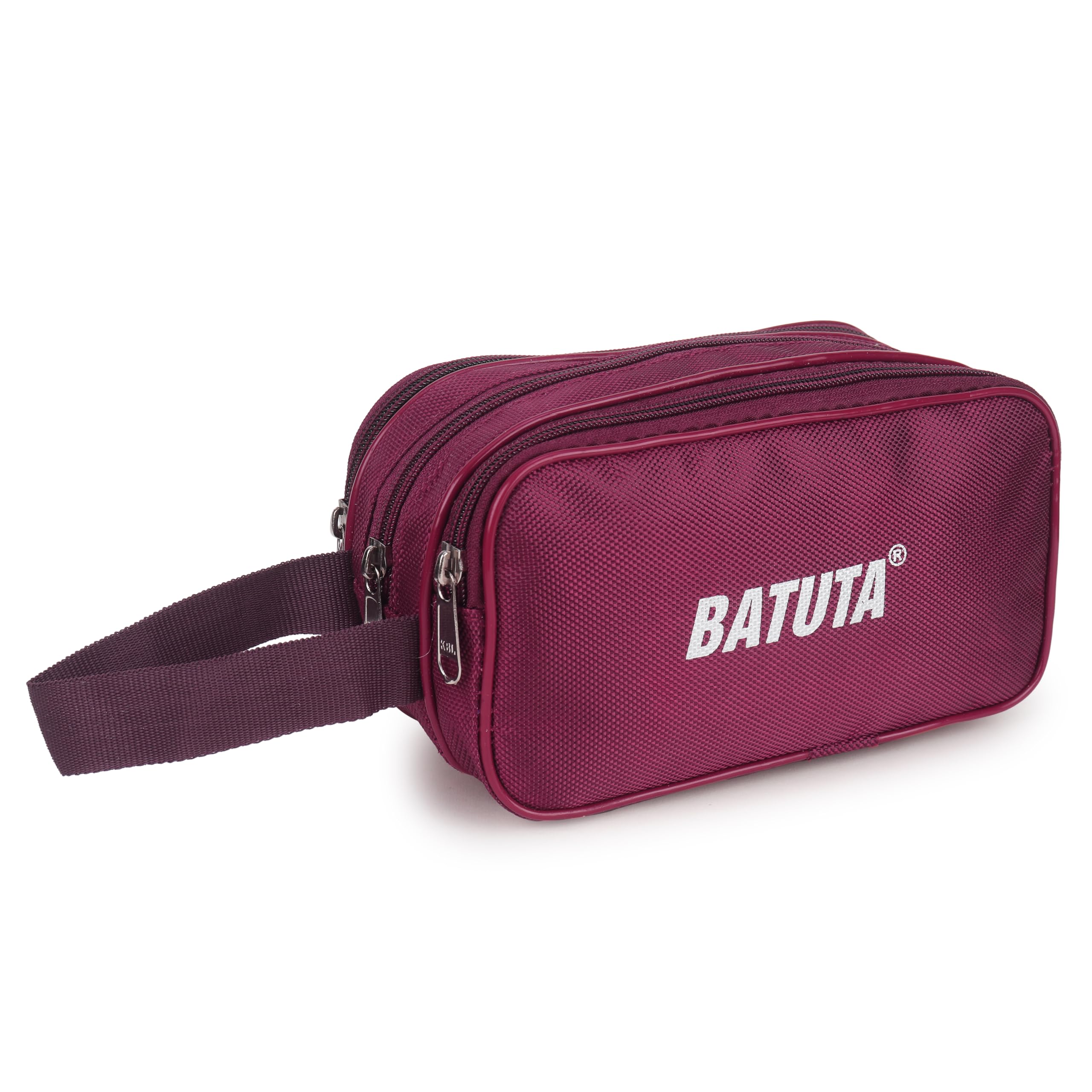 BATUTA Toiletry Bag for Men and Women Travel Pouch, Shaving Kit Bag for Home & Travel- 21 x 11x 10 cm, Zip Closer 3 Main Compartment Ideal to Organize Maroon 037-image-46