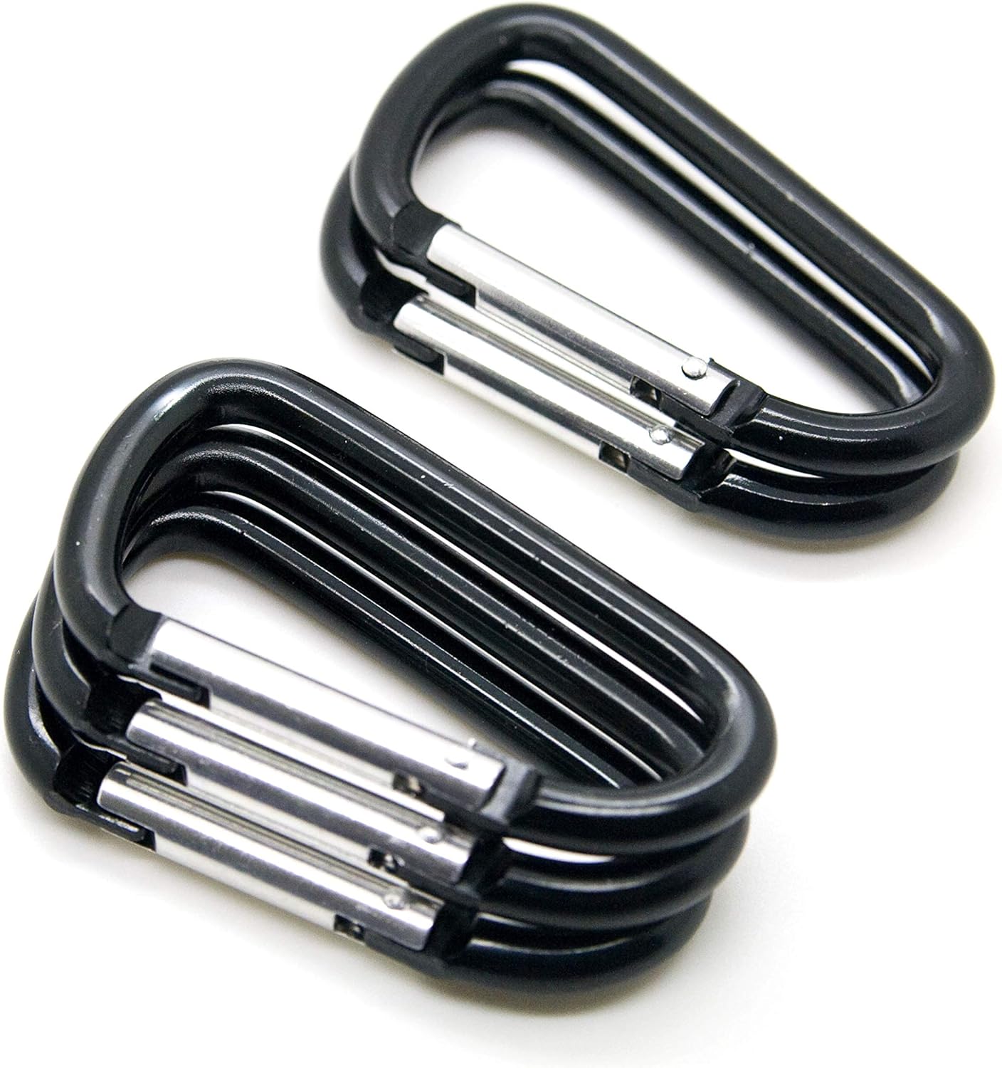 OnDepot 50 Pack of 3 Carabiner Spring Belt Clip Lot Snap Key Chain 75mm Aluminum Color, Black/Blue/Silver/Mix Color (Black 3" (50 Pack))