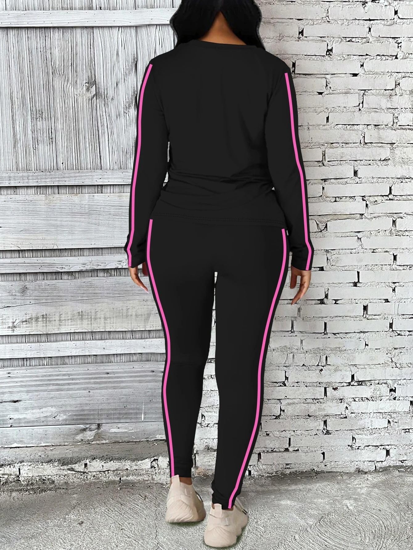Conjunto de Yoga de 2 Piezas para Mujer: Parte Superior Rayada y Pantalón, Atuendo Transpirable