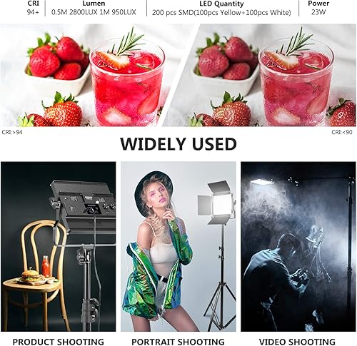 Miniatura 13 de NEEWER Luz de video LED RGB 660 PRO II mejorada con control de aplicación y kit de soporte de trípode, 2 paquetes de 50 W/1% de atenuación