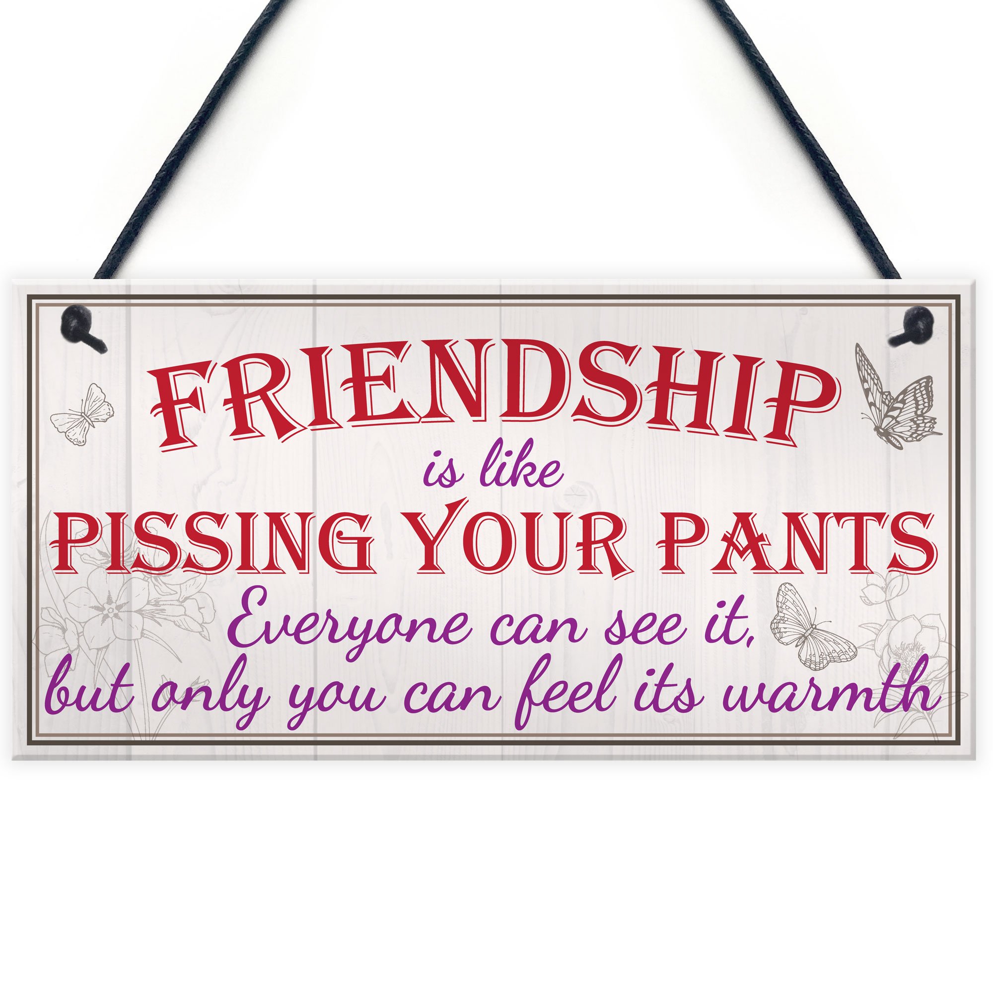 Red Ocean Friendship Pants Best Friend Gift Thank You Funny Hanging Plaque Present Sign
