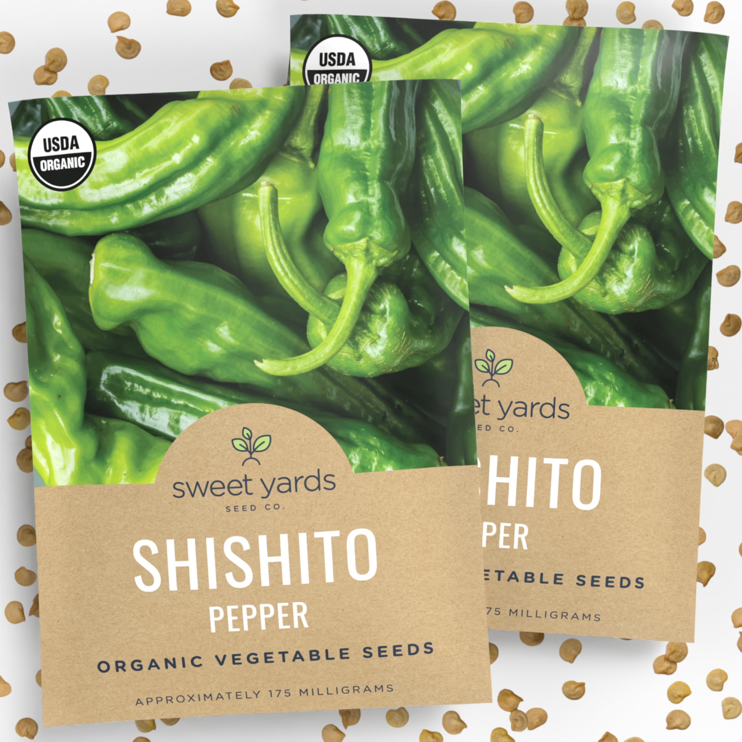 Organic Shishito Pepper Seeds – Two Seed Packets! – Approx 30 Open Pollinated Non-GMO Seeds Per Packet (60 Total) – Sweet Yards Seed Co.