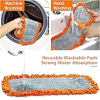 Vista 7 de JEHONN Barredora manual de alfombras con crin de caballo, trapeador de polvo para limpieza de suelos con 2 almohadillas de microfibra lavables