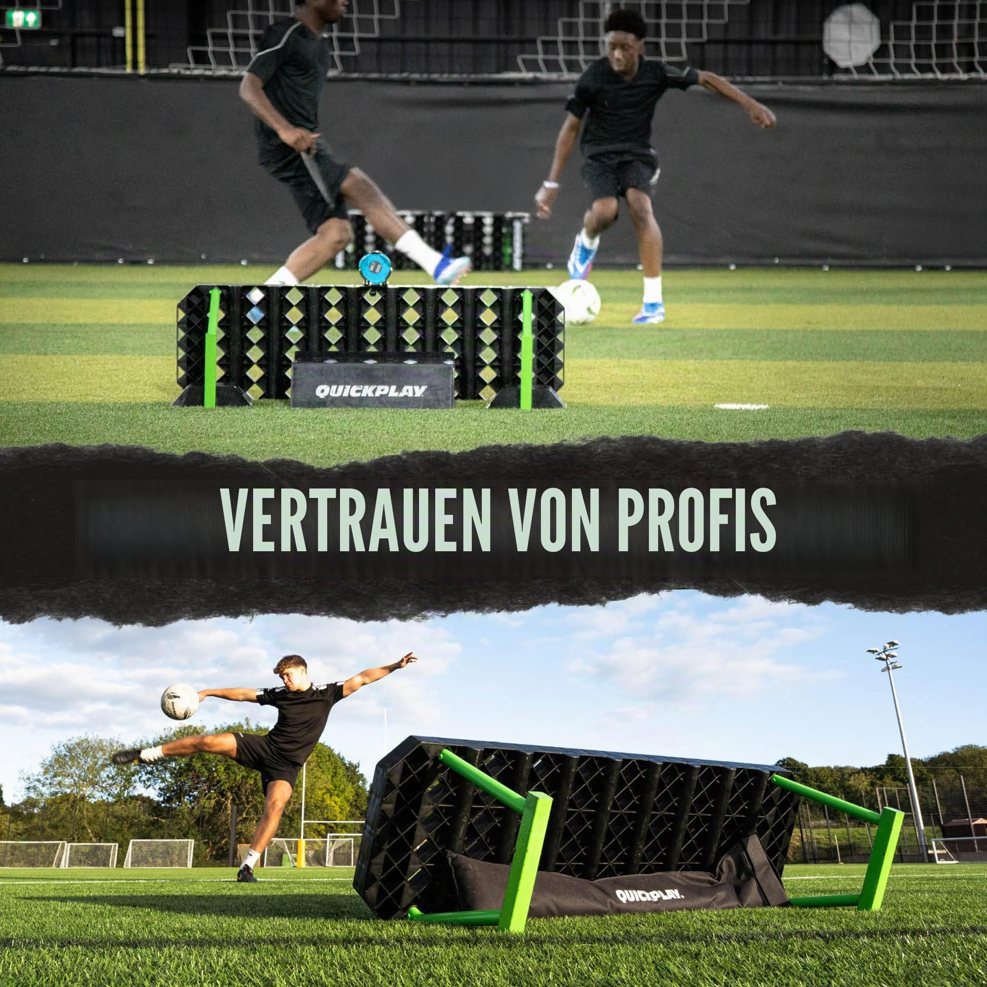 QUICKPLAY Replay Station Prellwand Fussball Pass Wand - Rebounder für Fußball Tragbare Rückprallwand mit Doppelwinkel System - Rebound Board Fussball trainingszubehör - Pass & Schuss Fußball Training