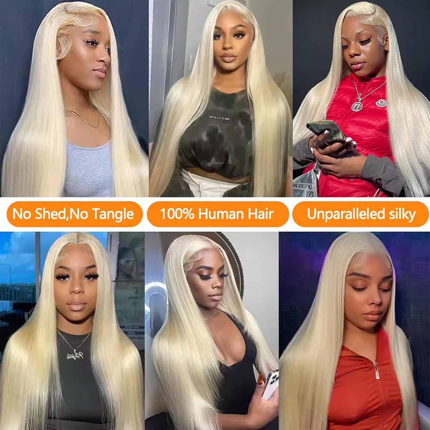 Blonde Straight Human Hair Bundles #613 Honey Blonde (26 28 30 Inch) Unprocessed Virgin Human Hair Extensions 3 Bundles 300g Total Double Weft for Black Women