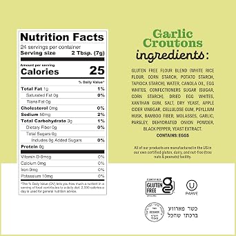 Katz Gluten Free Croutons Variety Pack Garlic & Herb Seasoned Perfect for Salads & Soups. Dairy-Free, Nut-Free, Soy-Free, Kosher, Allergy-Friendly, No Artificial Additives. 2-Pack (6 oz Each)