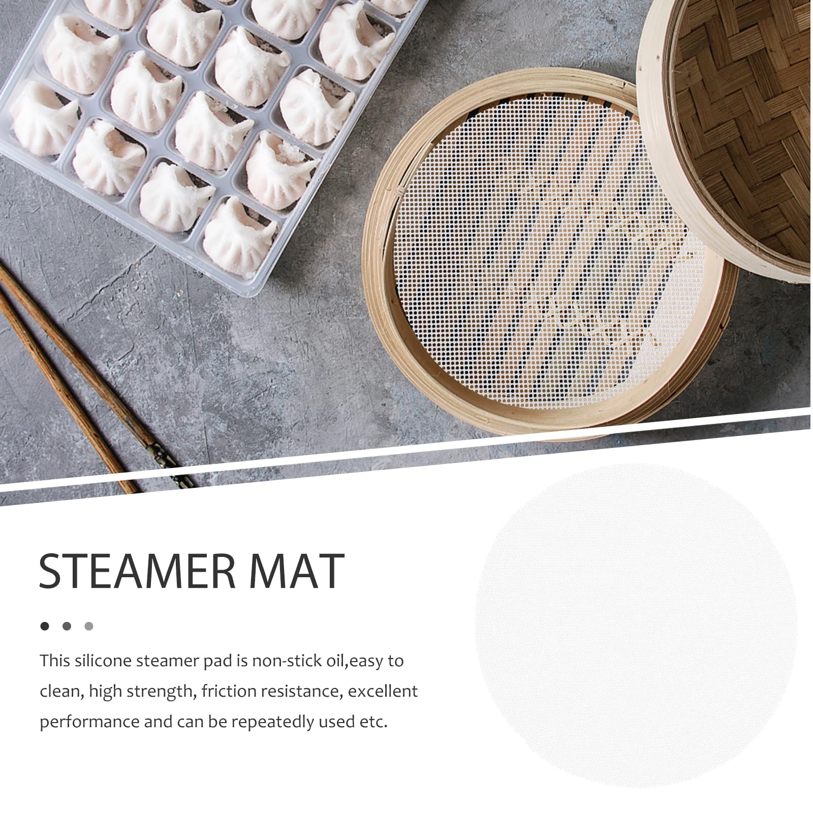 10 stuks siliconen stoomboot mesh mat, anti-aanbaklaag ronde bamboe