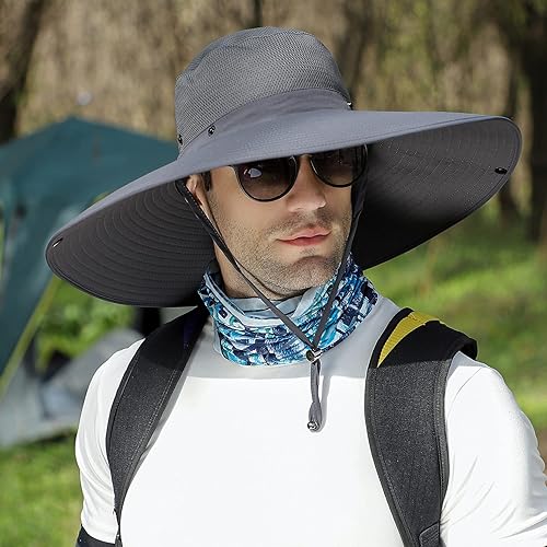 Miniatura 2 de Sombrero de protección solar de ala ancha, unisex, ventilado, para senderismo, playa, pesca, safari, jardín, césped, patio, trabajo, kayak