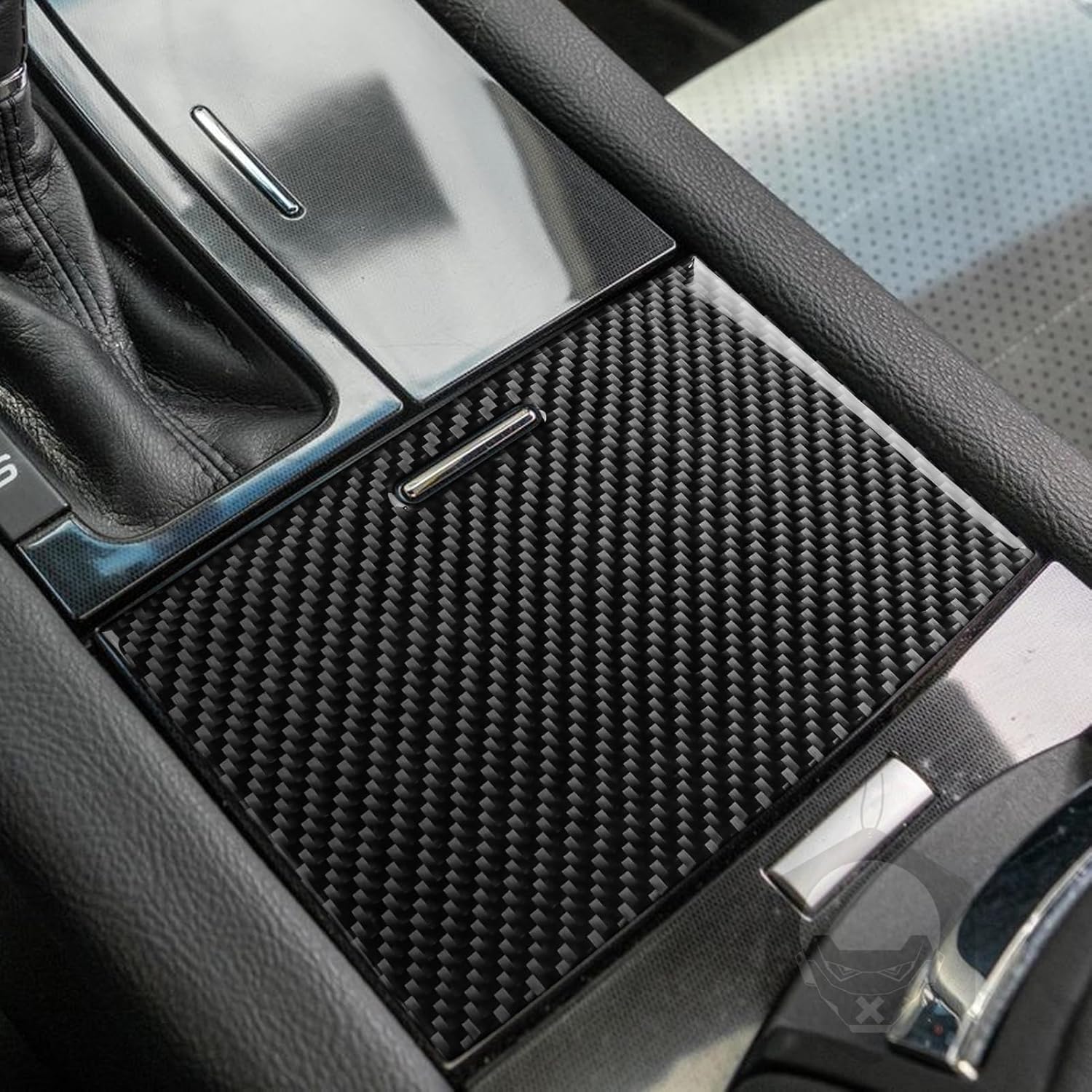 Real Black Carbon Fiber Car Center Console Storage Box Switch Pad Sticker Interior Accessories Compatible with Ford Taurus SE/SEL/Limited/SHO 2010 2011 2012 2013 2014 2015 2016 2017 2018 2019