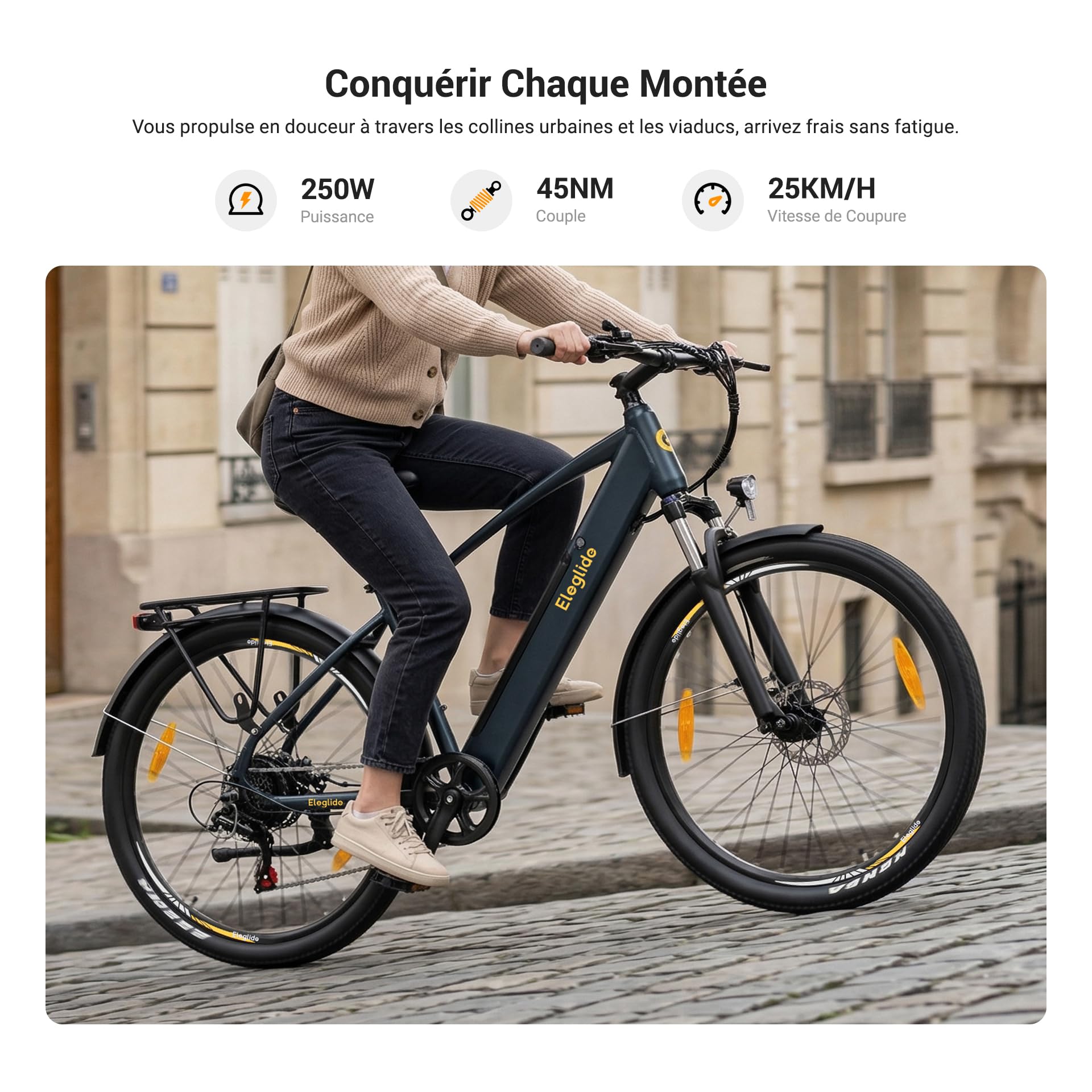 Eleglide Vélo électrique T1-27,5" 13 Ah 100 km 250 W Shimano 7 Vitesses Freins à Double Disque