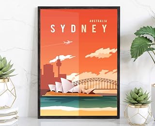 Sydney/Australia, Retro Style Travel Poster, Vintage Rustic Poster Print, Home Office Wall Decoration, Sydney/Australia Country Map Poster - 24 * 36 Inches
