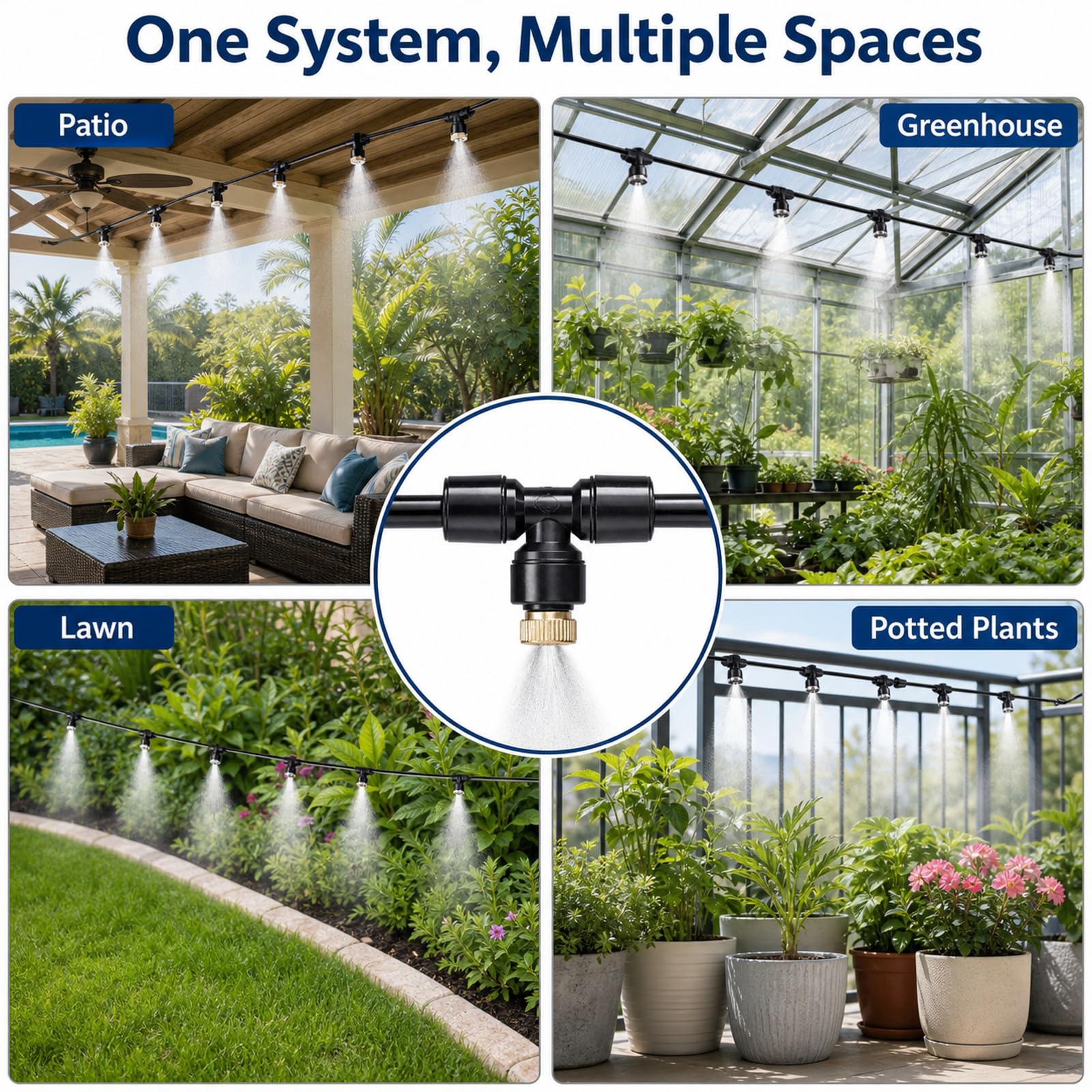 Kit Irrigazione A Goccia,Giardino Irrigazione Serras System,Kit Irrigazione Goccia Giardino,Prevent Leakage,Wear-Resistant,Suitable for Patios And Potted Plants