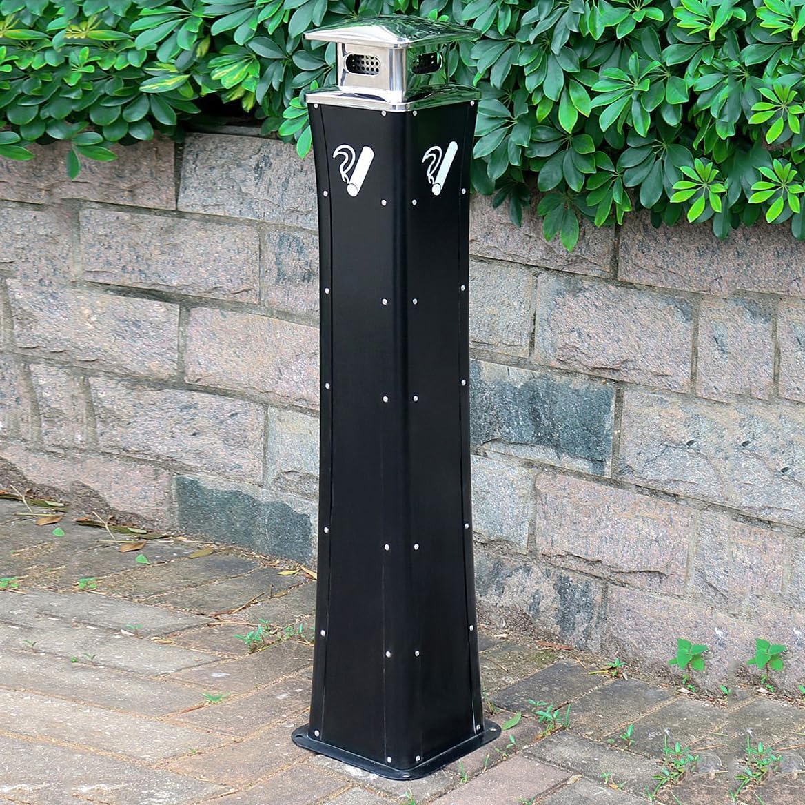 Ashtray Standing Outdoor Ashtray with Removable Inner Bucket,Floor Standing Ash Tray,Outdoor Trash Cans Holder Waste Containers(Black 46x11.4x11.4inches)