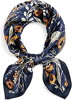 QIUTIMIY 100% Mulberry Silk Square Scarf for Women - Lightweight 21x21" Printed Neckerchief Head Wrap