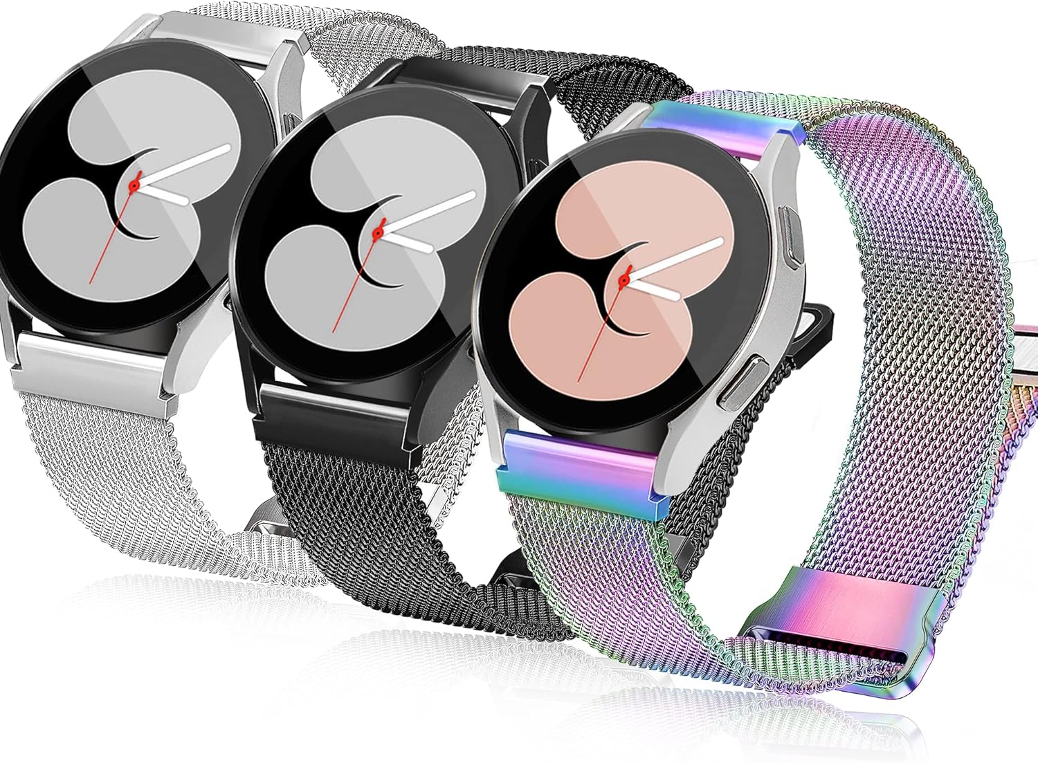 YGTIECS Metal Bands Compatible with Galaxy Watch 7 Band 6 5 4 FE Active 2 40mm/44mm, 20mm Stainless Steel Double Magnetic Strap for 6 Classic/5 Pro 45mm/4 Classic, for Samsung Watch Bands Women Men