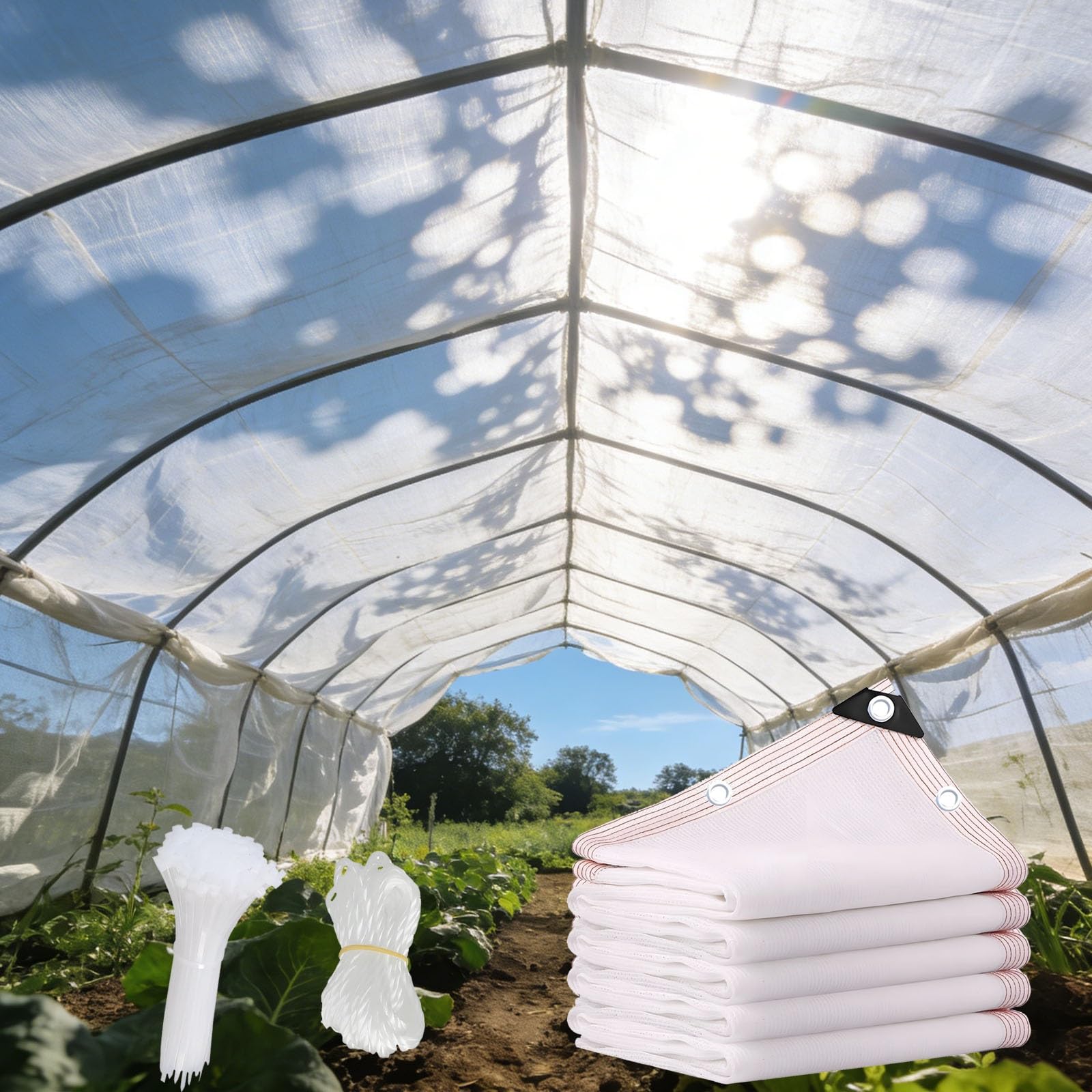 GJZQDKX White Shade Cloth with Grommets UV Protection Garden Shade Netting for Outdoor Use 4x15m Sunblock Fabric for Patio Plants Flowers Balcony.