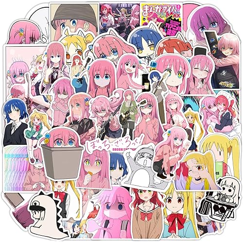 110 calcomanías sin repetición para Bocchi The Rock impermeables y con protector solar, regalo reutilizable para fanáticos del anime o amigos