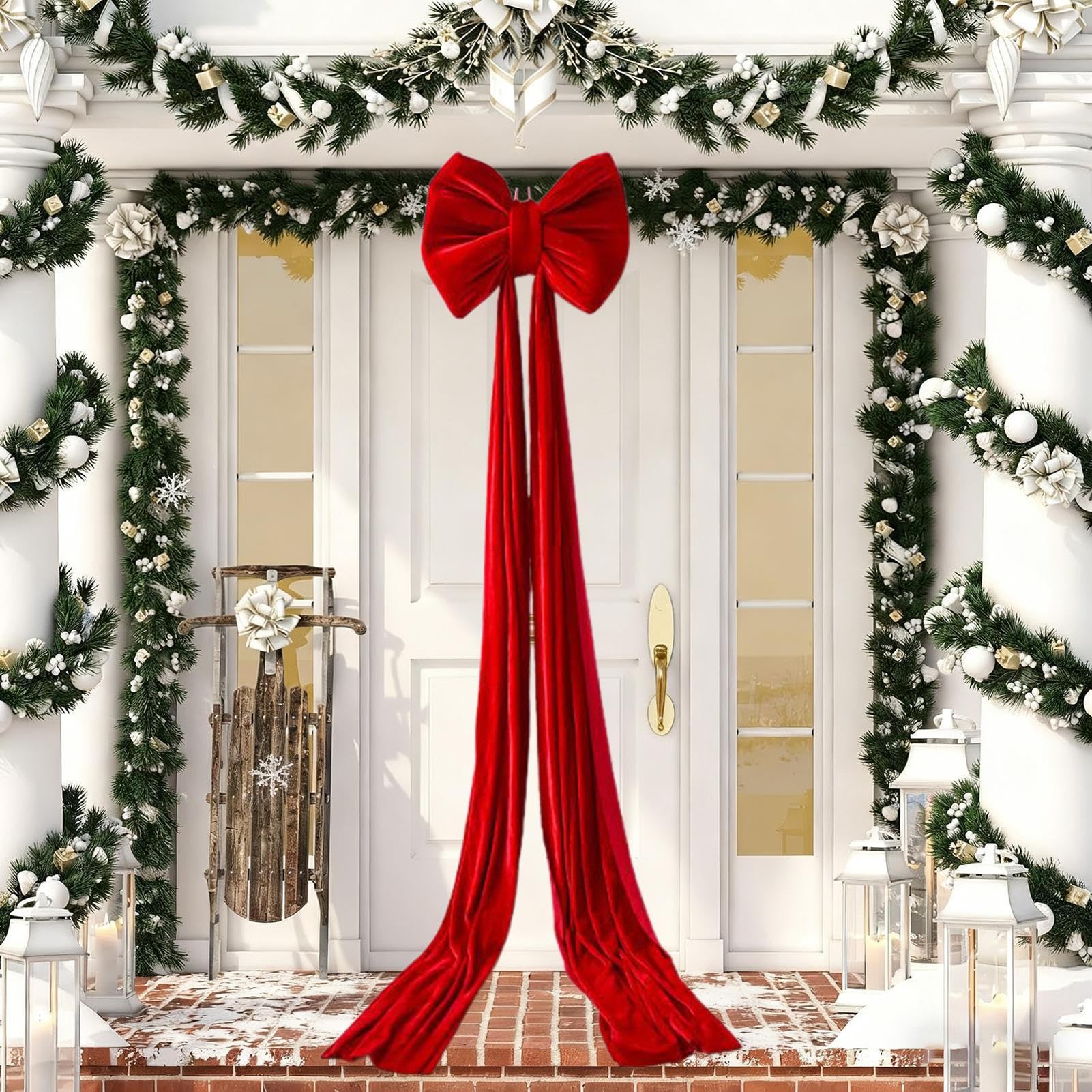 Nœud Géant Pour Arbre De Noël Décorations En Velours Ornement