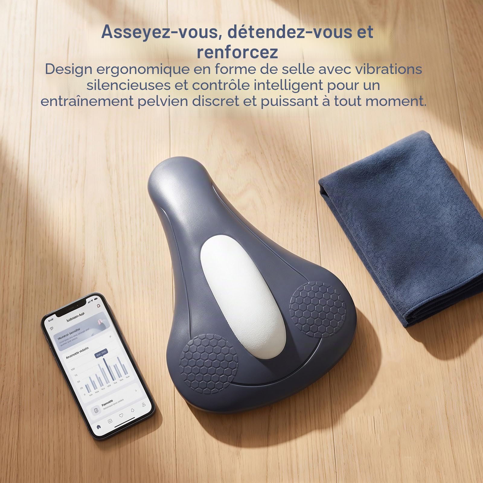 TNSLAND Appareil de massage du plancher pelvien pour homme, avec 4 modes de vibration, renforcement rechargeable par USB-C, appareil d'entraînement pour la maison, la gym, le yoga, l'appartement