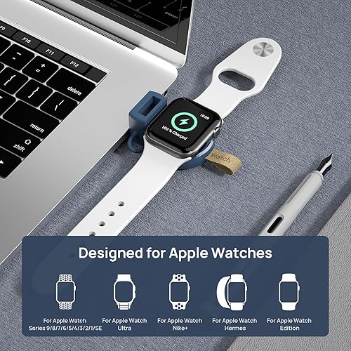 Miniatura 2 de NEWDERY - Cargador para reloj Apple Watch, USB, inalámbrico, portátil, ligero, magnético, carga rápida para Apple Watch Series SE, 7, 6, 5, 4, 3, 2,