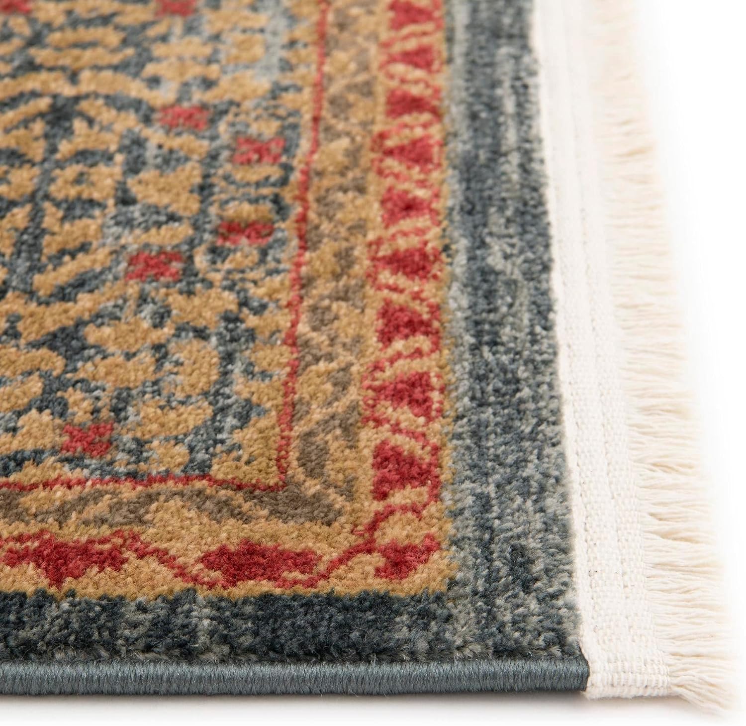 Rugs.com Amina Collection Rug – 10' Runner Blue Flatweave Rug Perfect for Hallways, Entryways