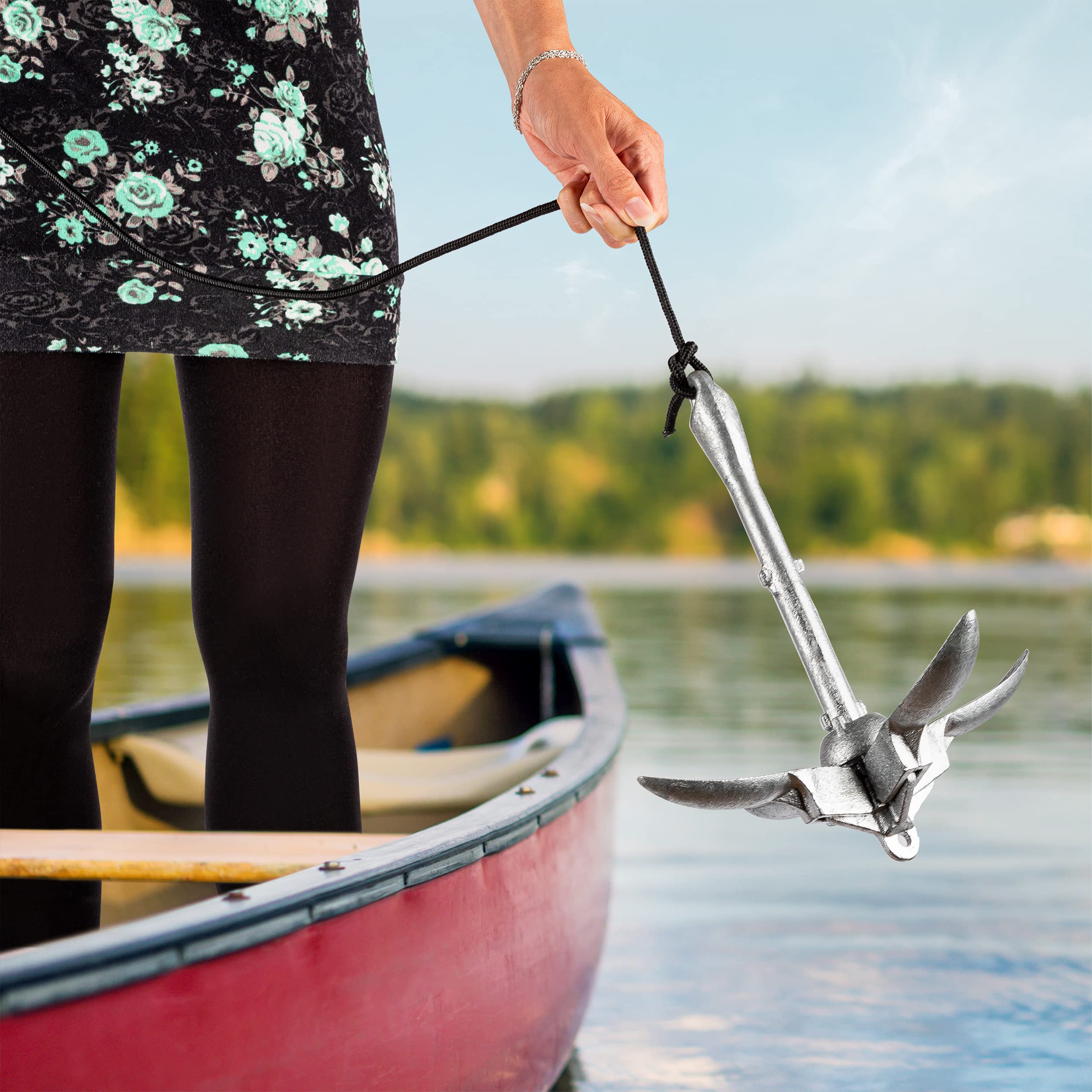 ONVAYA® Bootsanker | Klappanker | Set inklusive Ankerleine mit Karabiner, Ankerboje und Transportbeutel | Faltanker | Anker für Boot, Schlauchboot, SUP, Kajak, Kanu