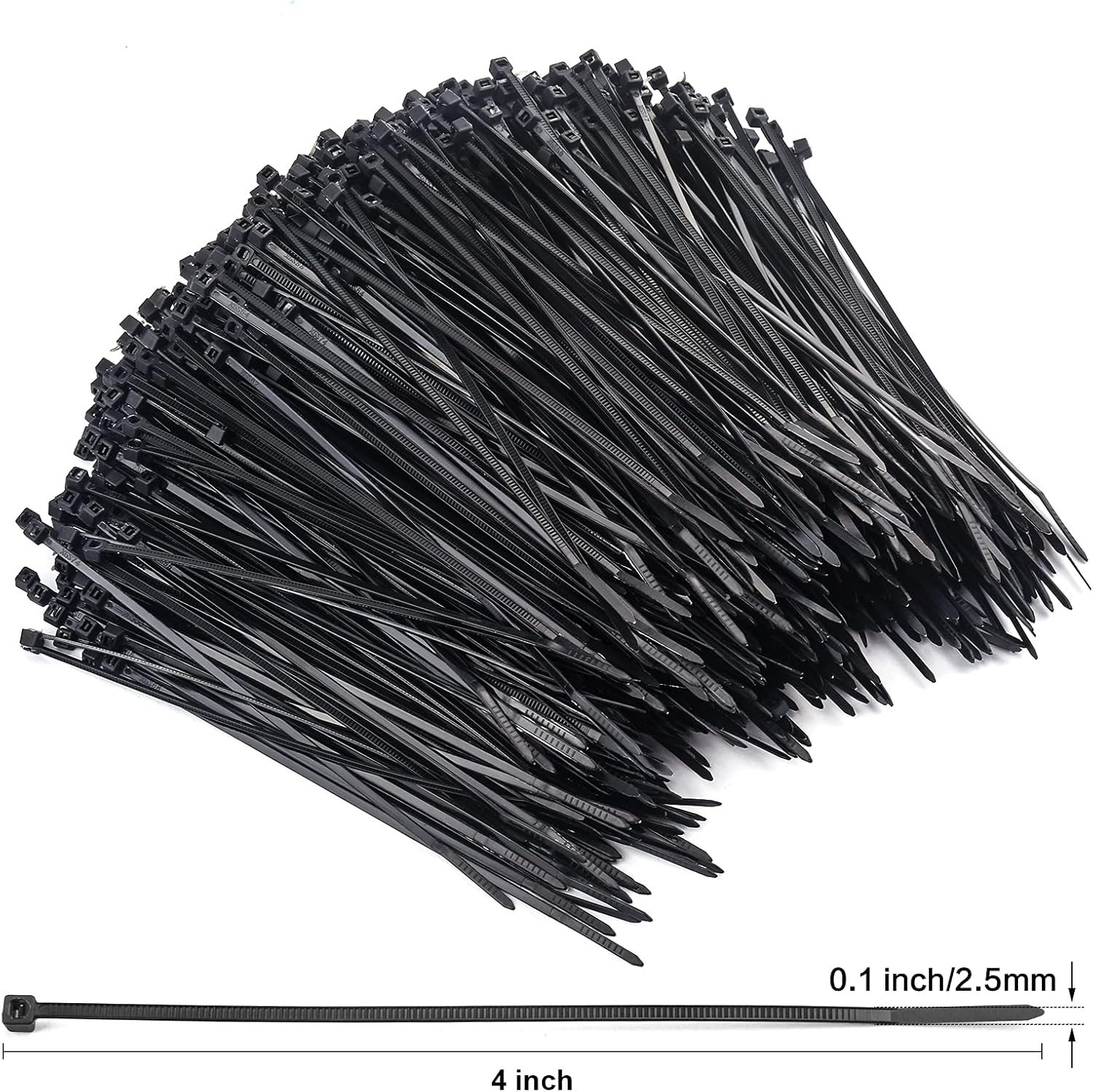 Rienar 4” Zip Ties, (Bulk-1000 Pack) 4 Inch Self-Locking Nylon Cable Ties, Premium Small Thin 18 Lbs Durable Plastic Wire Ties Wraps for Indoor and Outdoor, Electronics Organizer UV Rated (Black)