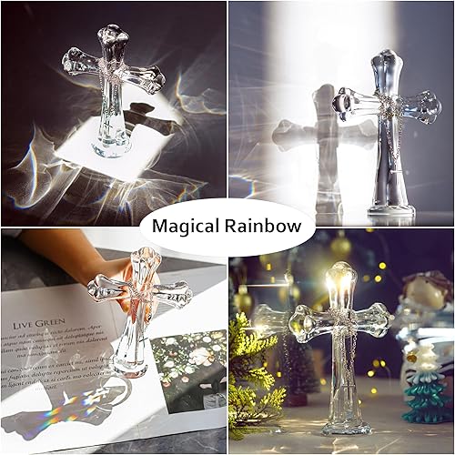 Miniatura 6 de H&D HYALINE & DORA Cruz de cristal transparente, figura de cruz sagrada de cristal para oración de iglesia, decoración del hogar, adorno de cruz de