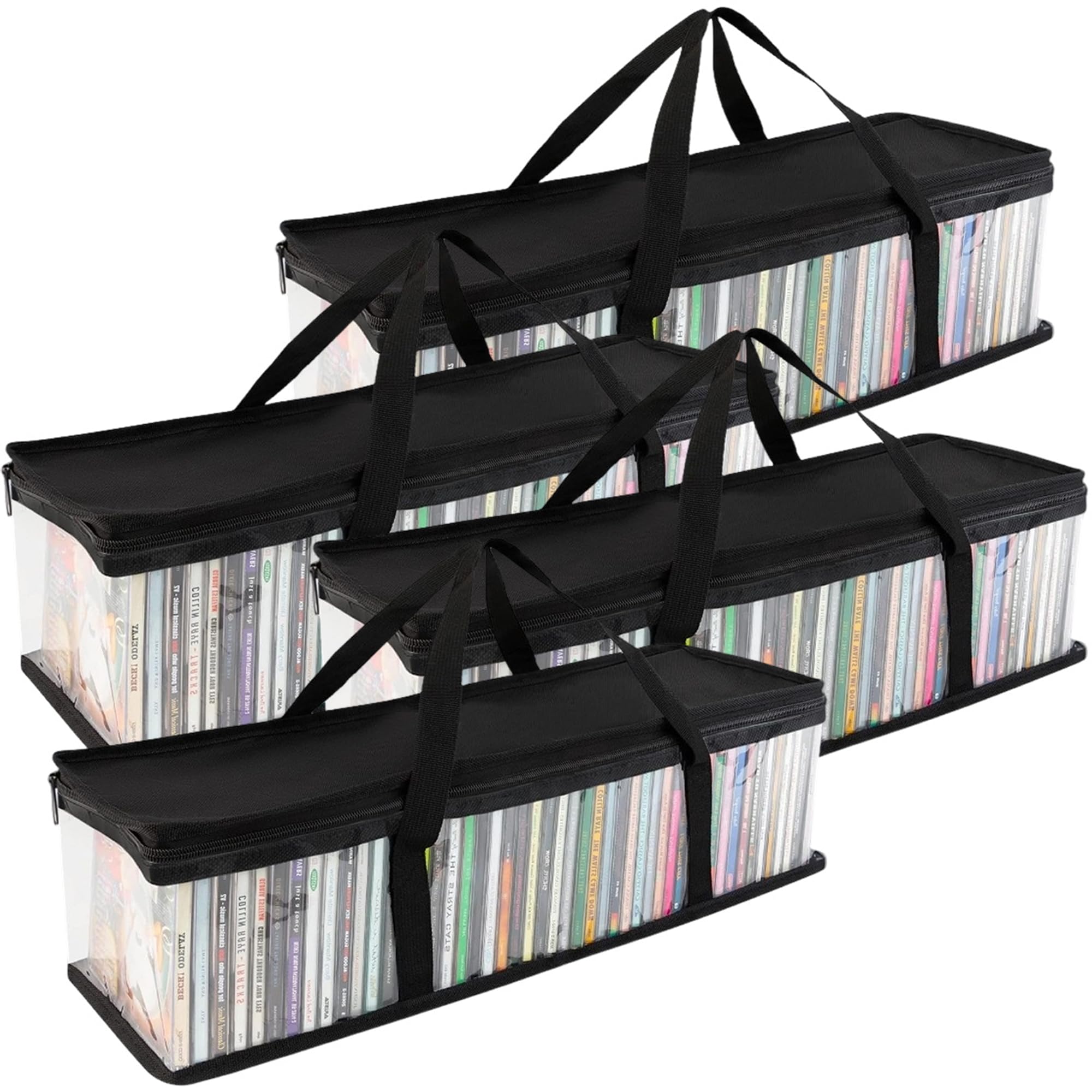 4PCS Sac De Stockage Portable, 60*15*22cm Sacs De Rangement Pour DVD, Étuis De Empilables Portables Pour CD, Pour DVD, CD, Jeux Vidéo, Livres, Boîte De Rangement CD, Sac De Rangement