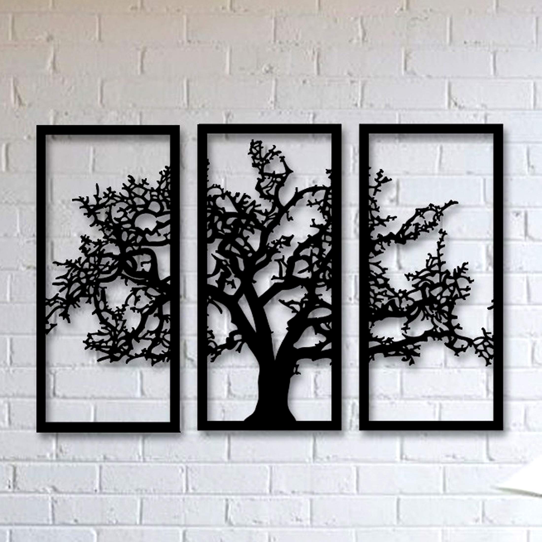 Zuper The 3D Wall Art Tree 3 Pieces Wall ART2 149(Black) Suitable for Living Room,Foyer,Bedroom,Hallway N147 ,Wood