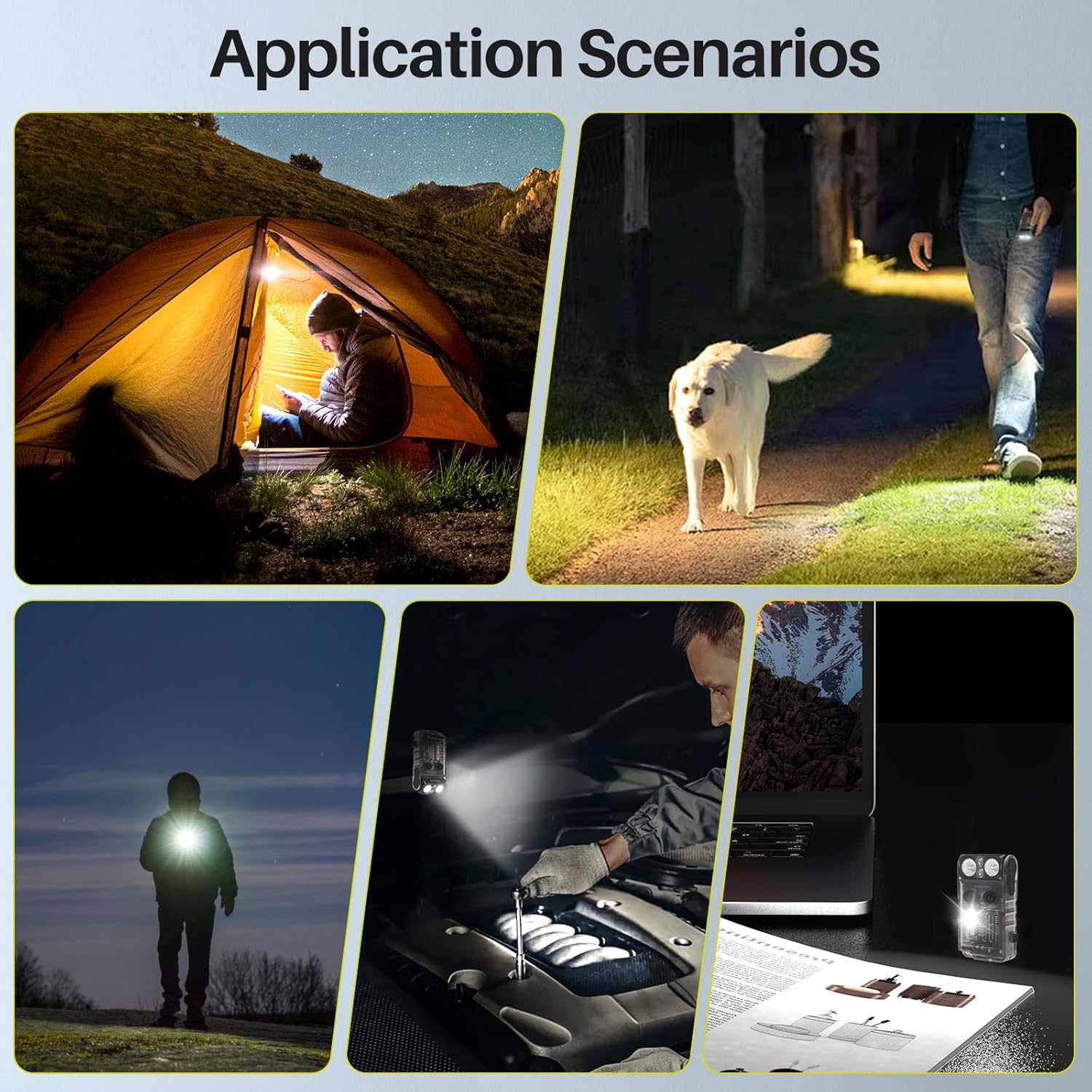 BORUIT V20 Small Flashlight EDC Flashlight with Clip,365nm UV,180°Head Swivels,Super Bright USB C Rechargeable Mini Pocket Keychain Flash Light,110DB Buzzer,with COB Light-13 Mode