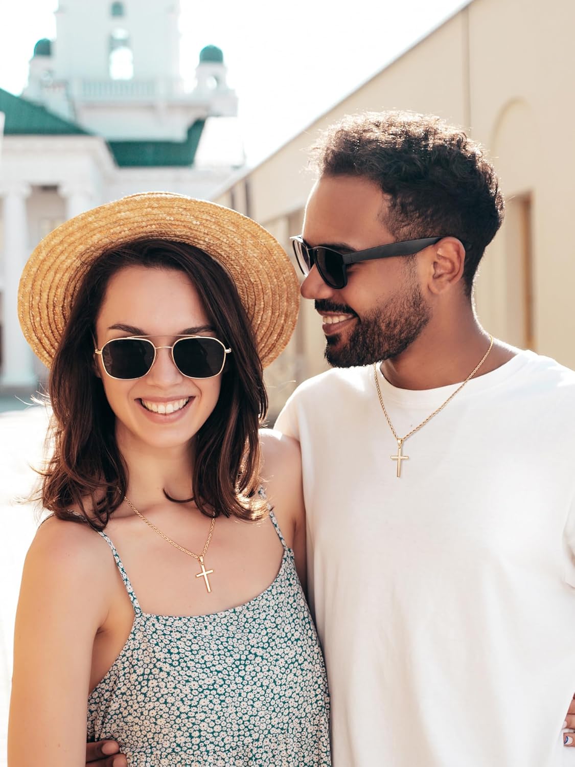 SWEETV 18K Gold Over 925 Sterling Silver Cross Necklace for Men/Women, Stainless Steel Cuban/Rope Chain Cross Pendant 18-24 inch, Religious Jewelry Gifts for Men - Image 6