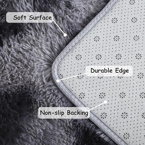 Miniatura 3 de Alfombra súper esponjosa de 4 x 6 pies, alfombra de felpa antideslizante para sala de estar, habitación de los niños, alfombra moderna y suave para