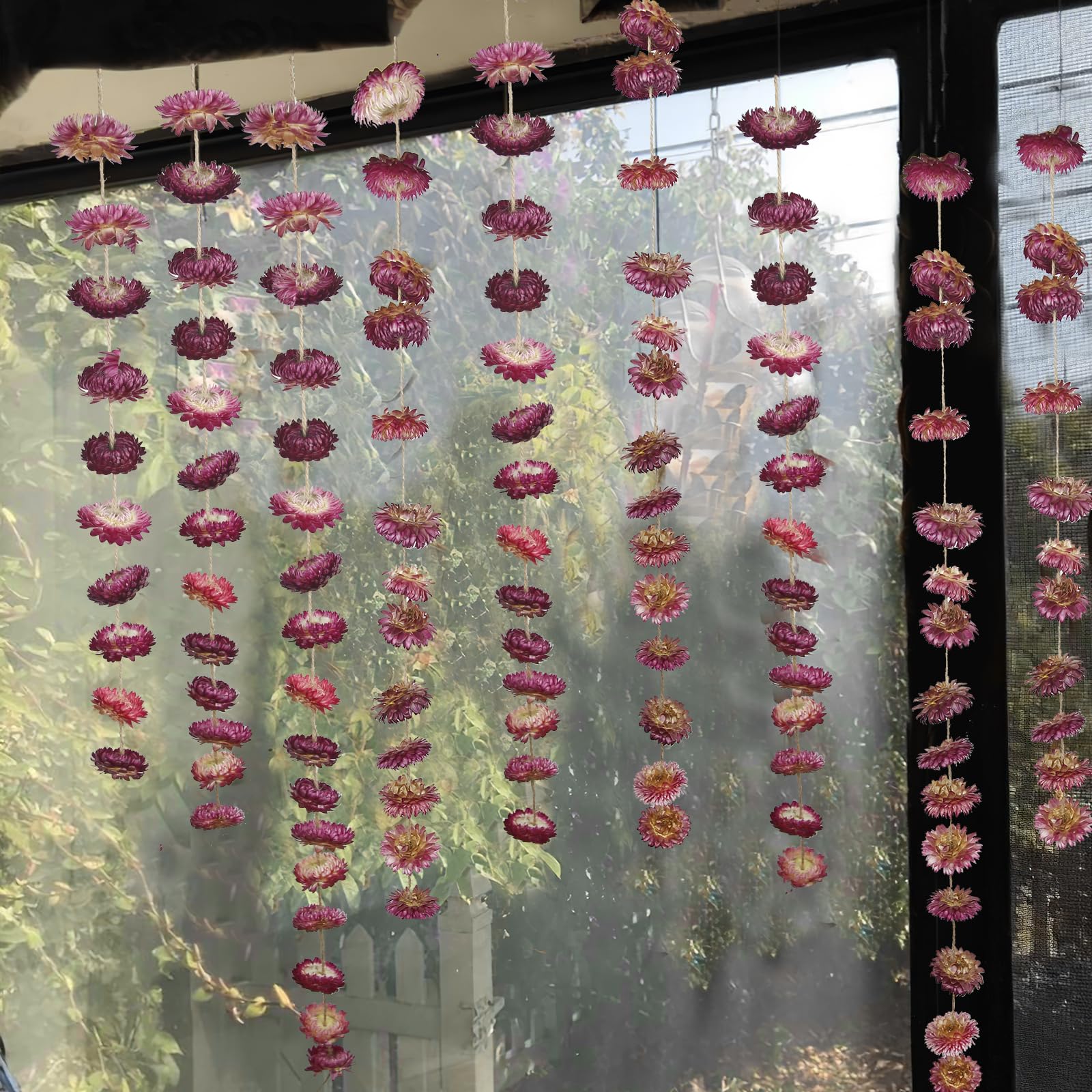 CITYES Guirlande de fleurs séchées avec marguerites naturelles et tournesols, 3,2 m, 63 pièces. Arrangement de fleurs séchées de marguerites et gerberas naturelles, décoration de mariage, style bohème