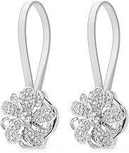 Diealles Fibbia in Tieback per Tende, Maglia Magnetica di Tenda del Fiore di Cristallo per La Tenda - Argento(2PCS)